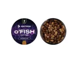 Dwa pojemniki z przynętą wędkarską. Po lewej etykieta "O'FISH Wafters Fish&Betaine", po prawej widok z góry na brązowe i beżowe kulki haczykowe.