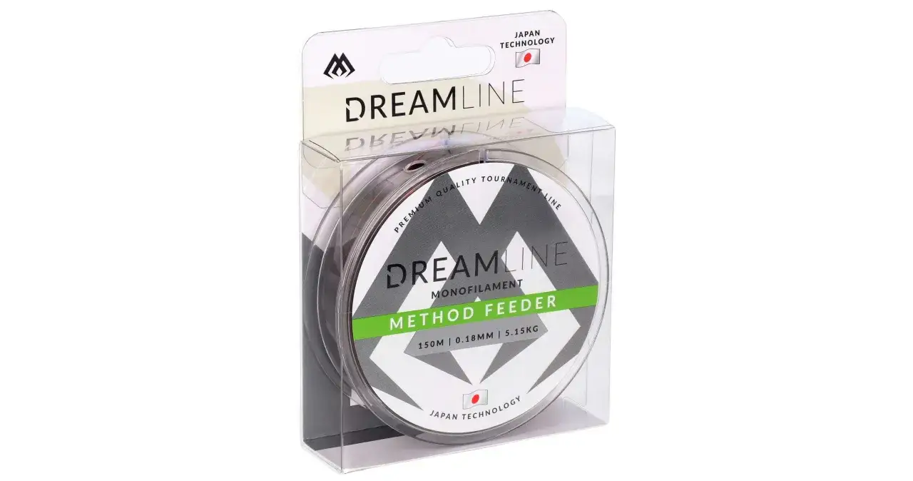 Jaka żyłka do method feeder? Opakowanie żyłki Dreamline Monofilament Method Feeder 150m, 0.18mm, 5.15kg, Japan Technology.